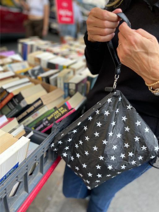 Reversible Travel Toiletry Bag: Waterproof, Wet-Dry Custom Tyvek Zipper Pouch in Shimmer Black