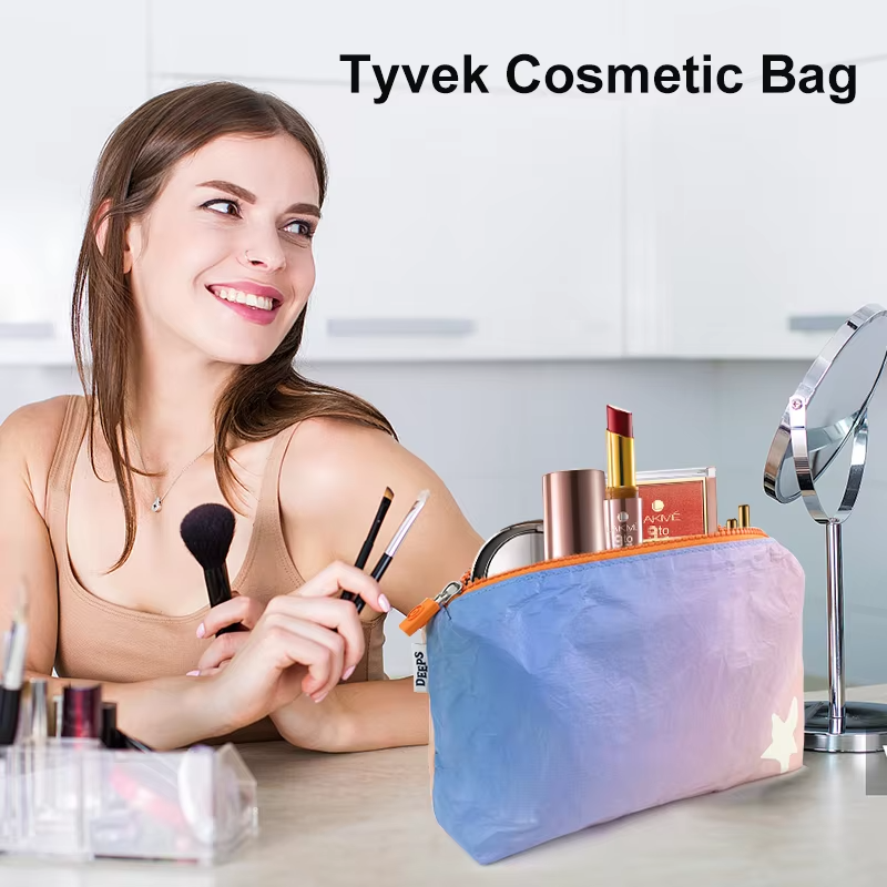 Custom Logo Tear-Resistant DuPont™ Tyvek® Makeup Bag – Lightweight & Waterproof Cosmetic Pouch